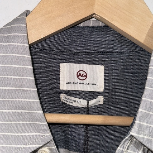 adriano goldschmied ag gray striped men’s‎ small NEW soft button down - Picture 2 of 6